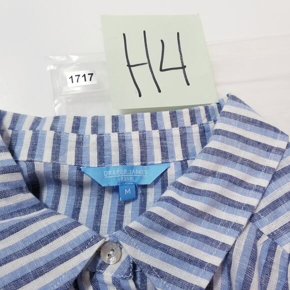 Draper James RSVP Linen Blend Striped Button Front Short Sleeves Shirt - Picture 11 of 11